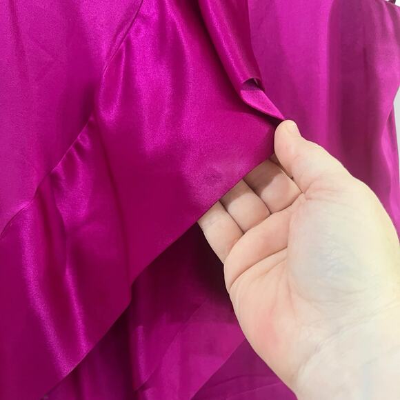 Diane Von Furstenberg Ruffled Caboney 100% Silk Top Blouse Size 6 Pink Fuchsia - Picture 4 of 8